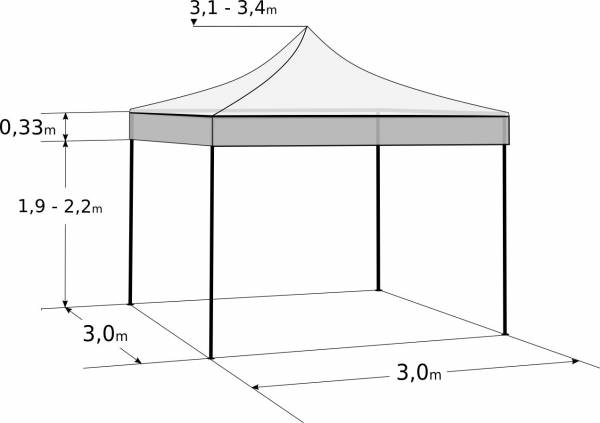Profi összecsukható sátor 3x3 m - alumínium hexagon