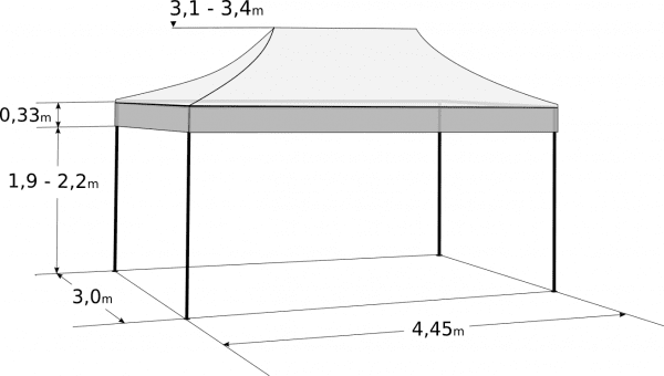 Összecsukható sátor 3x4,5m-alumínium hexagon